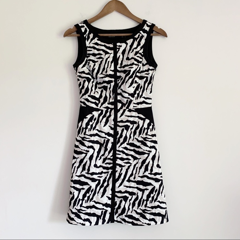 Karen Millen Zebra Print Sleeveless Shift Dress Sz 4 Maximalist